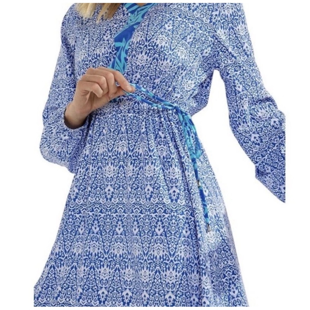 Coolibar Long Sleeve EUC UPF 50 side ties contrast pattern